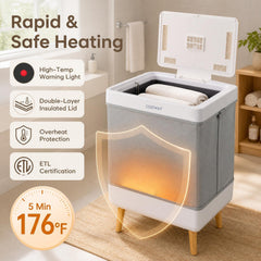 Towel Warmer Bucket with Foldable Design and Auto Shut Off for Bathroom-Natural