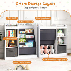 Toy Storage Organizer with 4-Tier Sling Shelves-White