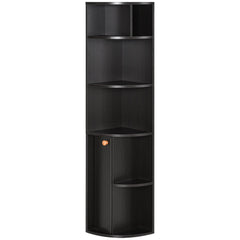 5-Tier Corner Bookcase, Storage Bookshelf, Freestanding Display Shelves with Open Compartments and Cabinet for Home Office, Living Room, Study, Black