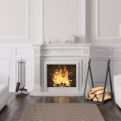 Triangle Firewood Rack with Raised Base for Fireplace Fire Pit-Black