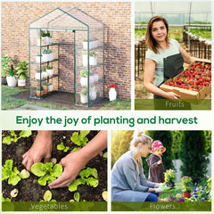 56" x 29" x 77" Portable Walk-in Greenhouse Garden Flower Plant Growing Warm House w/ 4 Tier Shelves and Roll Up Zippered Door, Transparent