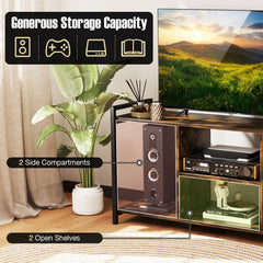 TV Stand for 55 Inch TVs Industrial Entertainment Center-Rustic Brown