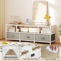 TV Stand for TVs up to 65 Inches with Power Outlets USB Charging-Natural