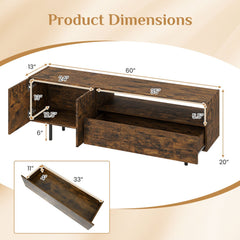 TV Stand for TVs up to 70 inches with Storage Cabinet and Raised Metal Legs-Rustic Brown