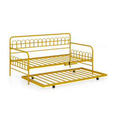 Twin Daybed with Curved Backrest and Armrests-Gold