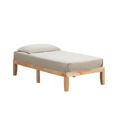 Twin Size 14 Inch Solid Wood Platform Bed Frame with 14 Poplar Slats, Natural