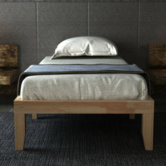 Twin Size 14 Inch Solid Wood Platform Bed Frame with 14 Poplar Slats, Natural