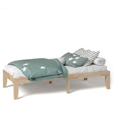 Twin Size 14 Inch Solid Wood Platform Bed Frame with 14 Poplar Slats, Natural