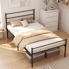 Twin Metal Platform Bed with Headboard and Footboard, 26 lb Frame, Black