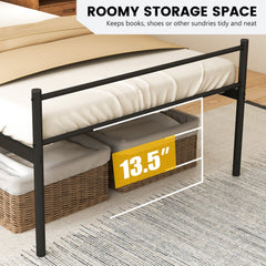 Twin Metal Platform Bed with Headboard and Footboard, 26 lb Frame, Black