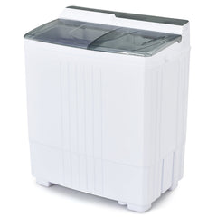 Twin Tub Portable Washing Machine with Timer Control and Drain Pump for Apartment-Gray