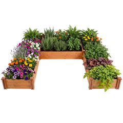 U-Shaped Wooden Garden Raised Bed for Backyard and Patio-Orange
