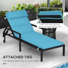 Patio Chaise Lounge Chair Cushion Replacement Sun Lounger Pads with Headrest and Ties, Beige