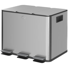 Garbage Bin, Soft-Close Trash Can with Foot Pedal, 3x5 Gallon (3x20 L) Garbage Can with Removable Inner Buckets, Black