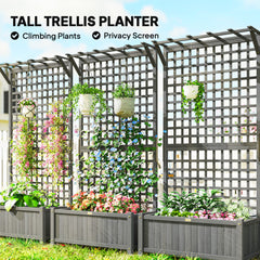 Wood Planter with Trellis for Vine Climbing, Raised Garden Bed, Privacy Screen for Backyard, Patio, Deck, Dark Grey