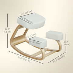 Ergonomic Kneeling Chair, Wood Kneel Stool with Thick Pads, Desk Knee Chair, Improve Posture, Black