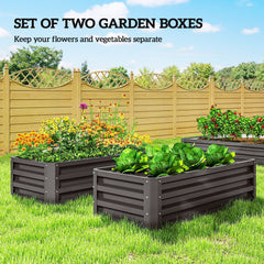 Galvanized Raised Garden Beds, Outdoor Planter Box, Set of 2, for Flowers, Herbs and Vegetables, Black