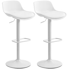 Counter Height Bar Stools Set of 2, Streamlined Bar Chairs with Adjustable Height and Swivel PU Leather Seat, Black