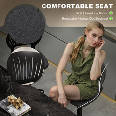 Bar Stools Set of 2, Modern Swivel Counter Height Barstools with Footrest and Hollow Backrest, Black