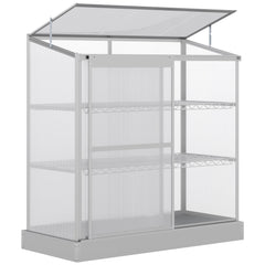 Aluminum Cold Frame Greenhouse, Raised Planter Bed Protection with Openable Top and 2 Shelves for Outdoor Indoor
