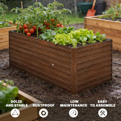 5' x 3' x 2' Raised Garden Bed, Galvanized Planter Box for Growing Flowers, Herbs and Vegetables, Black