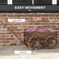 Raised Garden Bed, Wooden Wagon Planter Boxes with Drainage Holes, for Vegetables Flowers Herbs, Carbonized
