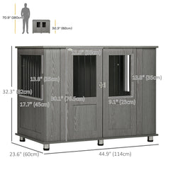 Dog Crate Furniture with Lockable Magnetic Door, Adjustable feet for Extra Large, Medium & Small Dogs, Indoor Use, Grey