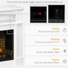 Electric Fireplace with Mantel, Freestanding Heater Corner Firebox with Remote Control, 700W/1400W, Brown