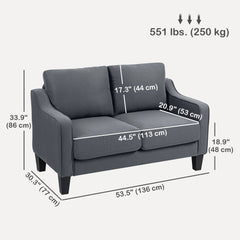 Loveseat Sofa, Modern Couch with Pocket Spring, Linen Upholstered, Thick Padded, Beige