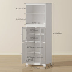 63" Small Buffet with Hutch, 4-Door Kitchen Pantry, Freestanding Storage Cabinet with Adjustable Shelf for Dining Room, Living Room, White