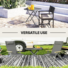 27.5" Square Outdoor Patio Table, Outdoor Folding Table with Grid Rattan-Like Top for Camping, Picnic, Black