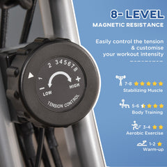 3 in 1 Folding Exercise Bike, Foldable Stationary Bike with 8-Level Magnetic Resistance, Adjustable Seat, Black