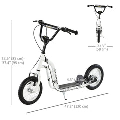 Dual Brakes Kick Scooter 12-Inch Inflatable Front Wheel Ride On Toy for Age 5+, Blue