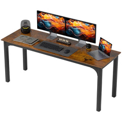 71" Computer Desk, Desktop Desk with Metal Legs, Distressed Black