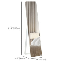 Full Length Mirror for Bedroom, Free Standing Dressing Mirror, Wall Mirror with Wood Frame, 15" x 61", Light Walnut