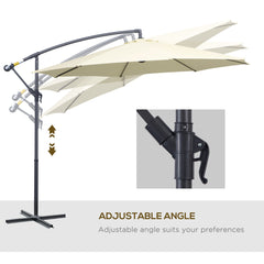 10' Deluxe Patio Umbrella Outdoor Market Parasol Banana Hanging Offset Sunshade Crank Cross Base Black