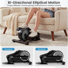 Under Desk Elliptical Pedal Exerciser Adjustable Magnetic Resistance-Silver