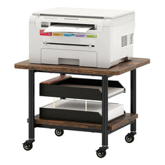 Under Desk Printer Stand with 360° Swivel Casters-Brown