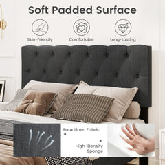 Full Upholstered Platform Bed with Diamond Tufted Headboard and 12 Plywood Slats