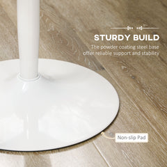 Modern Kitchen Table for 2 People, Round Dining Table with Steel Base for Living Room, Dining Room, White