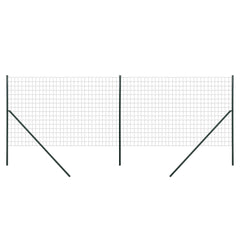 Garden Fence Barrier, Welded Fence Roll, Includes Posts & Support Braces, Green Plastic-Coated Steel
