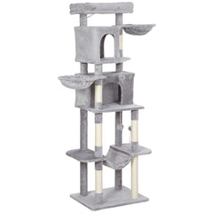 69" Cat Tree, Multi-Level Cat Tower with 2 Condos, Plush Perch and Sisal Scratching Posts, Dark Grey