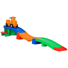 9.8 ft Up and Down Roller Coaster for Kids, Thrill 4 Pieces Toddler Roller Coaster Ride on Toy with Side Steps, Sliding Car with Handles, for 2-5 Years Old