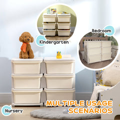 3 Tier Kids Toy Organizer and Storage Bins with 6 Plastic Drawers, Blue
