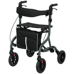 Foldable Rollator Walker with Seat for Seniors, Lightweight Rolling Walker with Adjustable Handles, Green