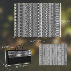 Outdoor Rug Carpet with USB Lights Reversible Patio Rug with Carry Bag for Camping 12' x 9'