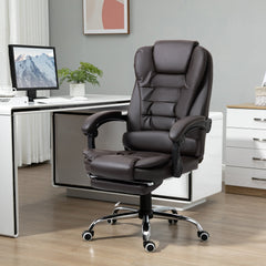Ergonomic Office Chair with Back Support, PU leather Executive Office Chair with High Back, Retractable Footrest, Black