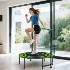 45" Rebounder Trampoline for Adults, Mini Fitness Trampoline Bungee Rebounder with 5-Level Adjustable Handle