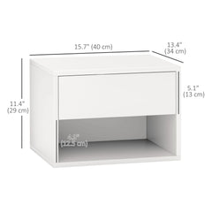 Floating Nightstand Set of 2, Wall Mounted Bedside Table with Drawer for Bedroom Black