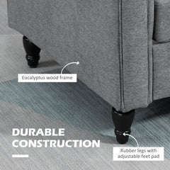 Vintage Loveseat, Upholstered Love Seat Furniture, Chenille-feel Fabric 2 Seater Sofa Couch with Rolled Arms, Gourd-Shaped Rubber Wood Legs for Living Room, Dark Grey